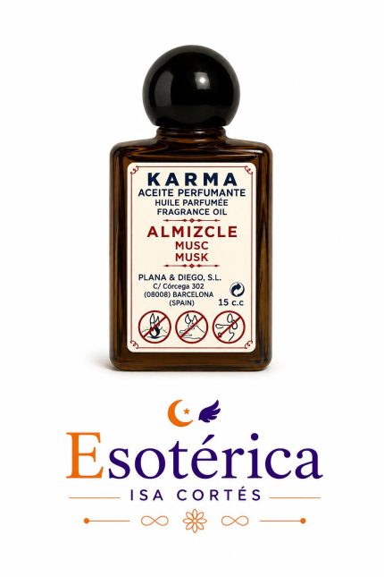 Aceite perfumante almizcle de la marca Karma en frasco de cristal