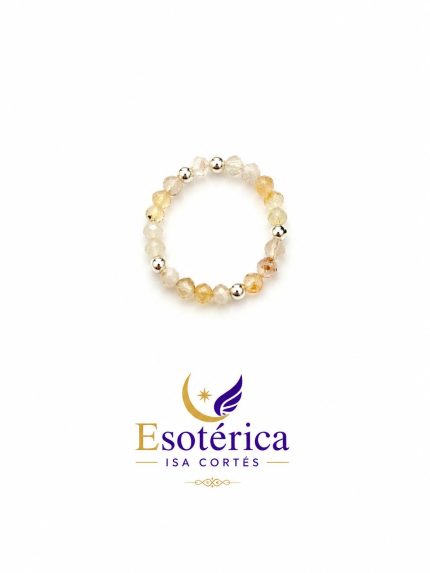 Anillo de Citrino Plata Elástico para prosperidad y energía positiva