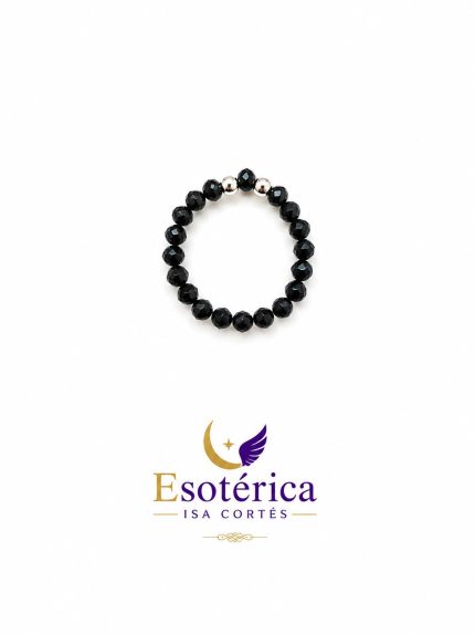Anillo de Turmalina Plata Elástico para protección energética
