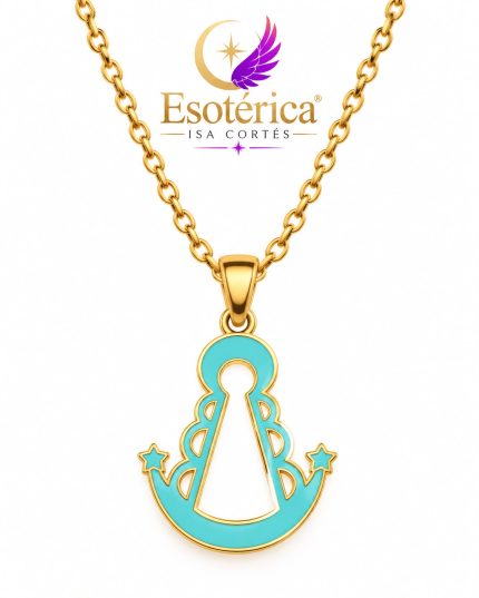 Collar de Acero Virgen del Rocío Azul para protección y devoción mariana