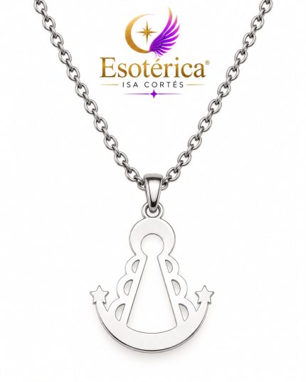 Collar de Acero Virgen del Rocío Blanco para protección y devoción mariana