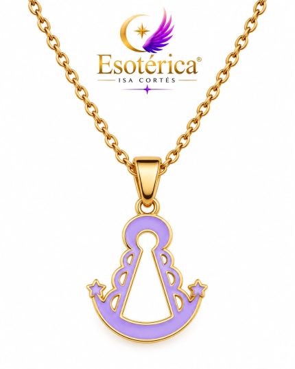 Collar de Acero Virgen del Rocío Lila para protección y devoción mariana