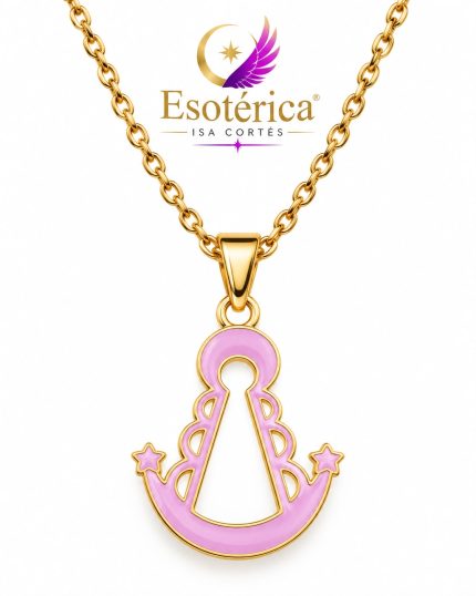 Collar de Acero Virgen del Rocío Rosa para protección y devoción mariana