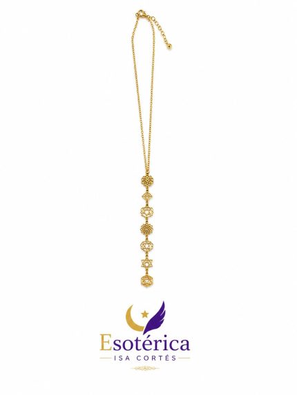 Collar Siete Chakras Acero Color Oro para equilibrio energético