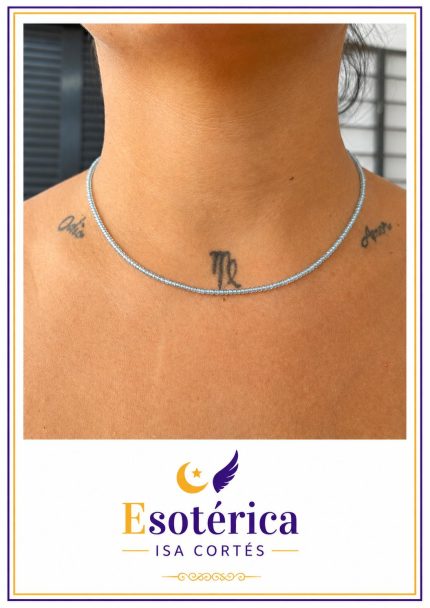 Collar con colgante de topacio natural de gran brillo sobre cadena