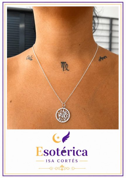 Colgante del tetragrámaton en plata con las cuatro letras hebreas grabadas sobre cadena