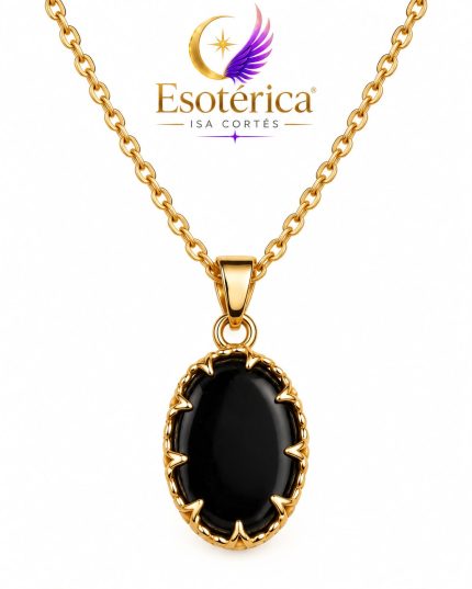 Colgante de turmalina negra natural sobre cadena de acero inoxidable