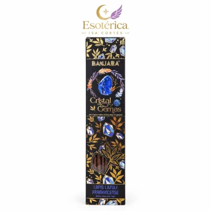 Caja de incienso Banjara Cristal Gemas de lapislázuli y resina de incienso con la marca Esotérica Isa Cortés