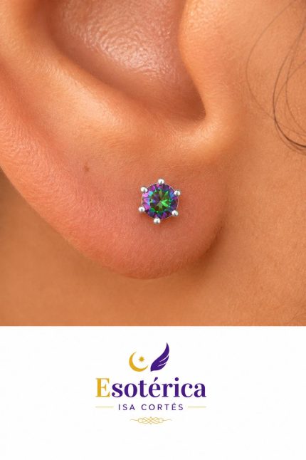 Pendientes de plata con topacio místico de reflejos tornasolados en varios colores