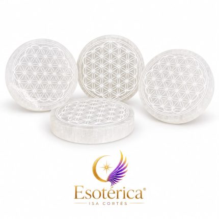 Placa de selenita natural blanca de unos 8 cm para limpiar y cargar piedras