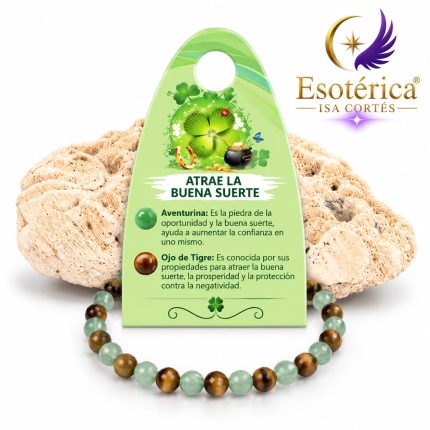 Pulsera atrae la buena suerte con cuentas de varias piedras naturales en hilo elástico