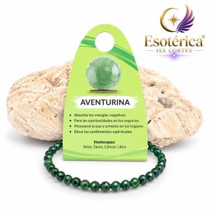 Pulsera de aventurina verde con cuentas pulidas de cuarzo verde translúcido en hilo elástico