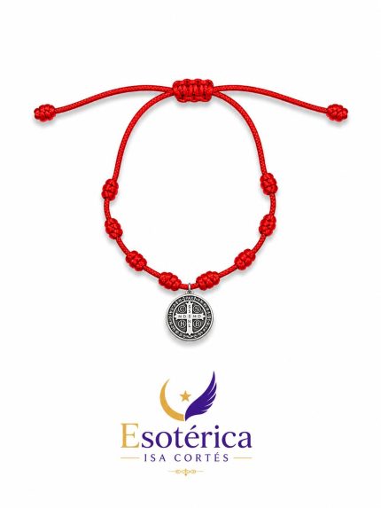 Pulsera de Siete Nudos con Medalla San Benito para protección popular