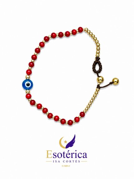 Pulsera Jaspe Rojo y Ojo Turco para protección y vitalidad