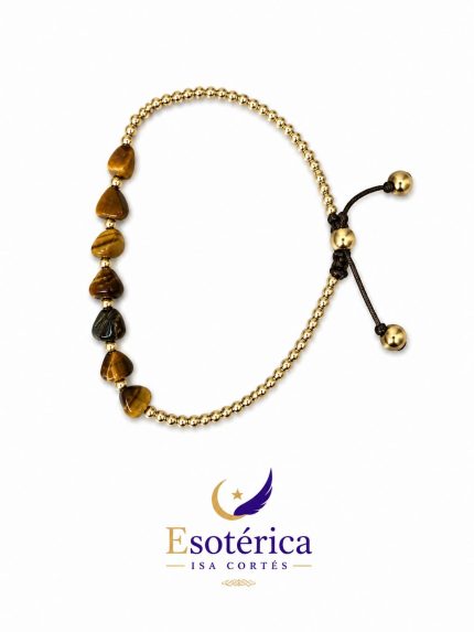 Pulsera Ojo de Tigre Cuentas Doradas para fuerza y confianza