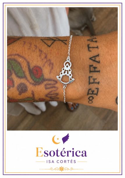 Pulsera con medalla de plata de la Virgen del Rocío en hilo elástico