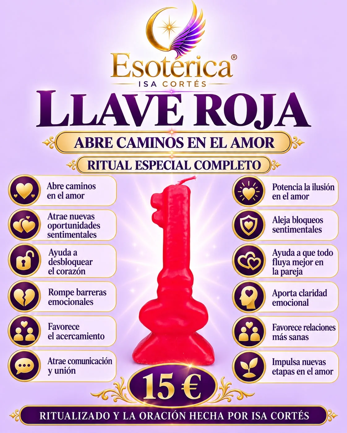 Vela Llave Roja para Abrir Caminos en el Amor Cartel de la vela Llave Roja, ritual especial completo para abrir caminos en el amor